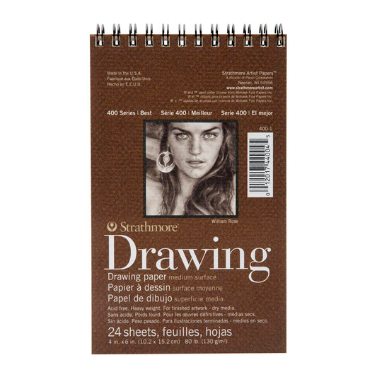 Strathmore 400-Series Wirebound Drawing Paper Pad, 4in x 6in, 24 Sheets, Medium Surface