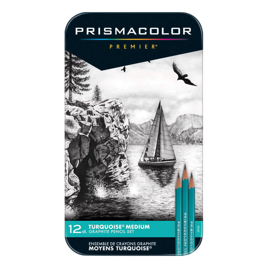 Lápiz de grafito Prismacolor Premier turquesa, 12 quilates, grados medios (4B-6H)