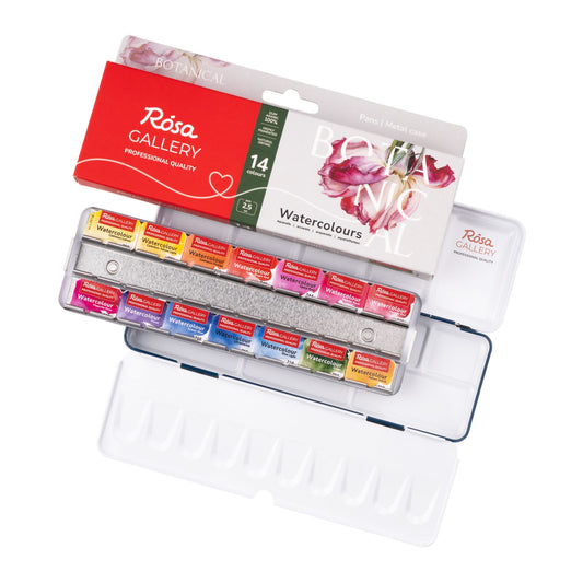 ROSA Gallery Watercolours, Botanical Set, 14x 2.5ml Pans