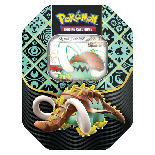 Pokémon TCG Paldean Fates 4-Booster Tin, Great Tusk