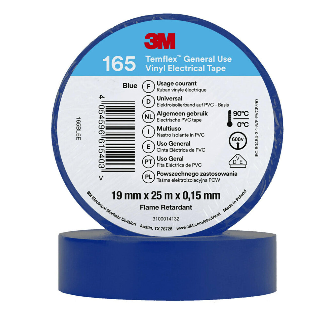 3M Temflex 165 PVC Isolierband, 19mm x 25m