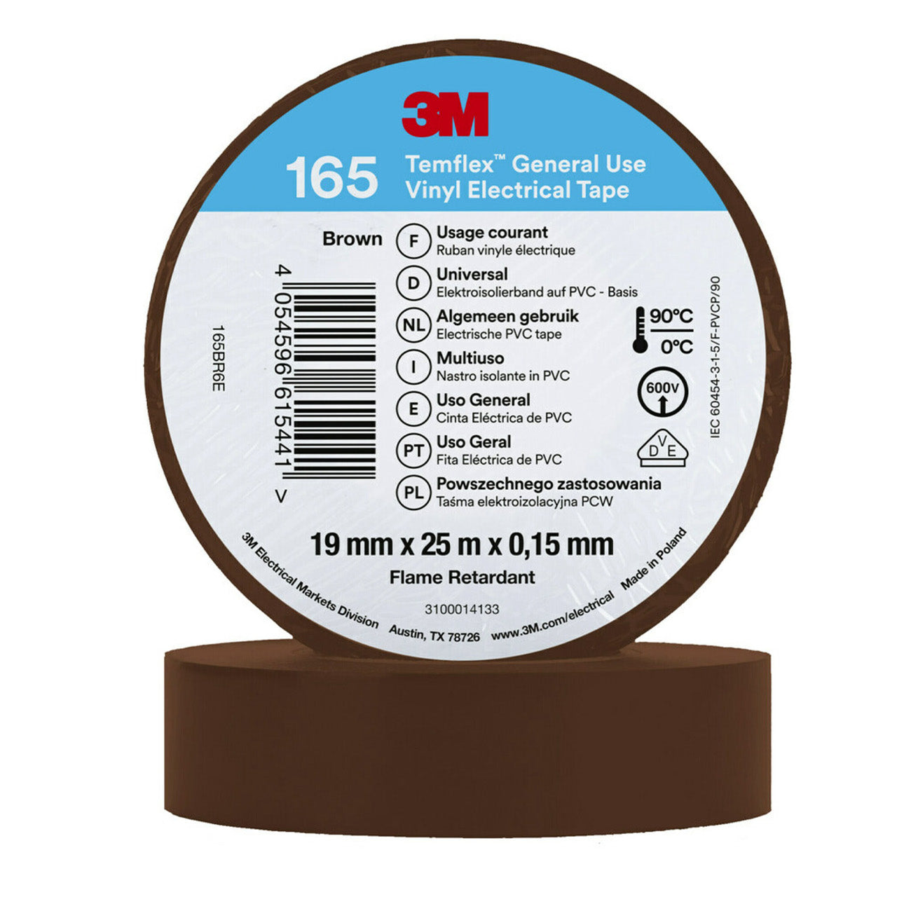 3M Temflex 165 PVC Isolierband, 19mm x 25m