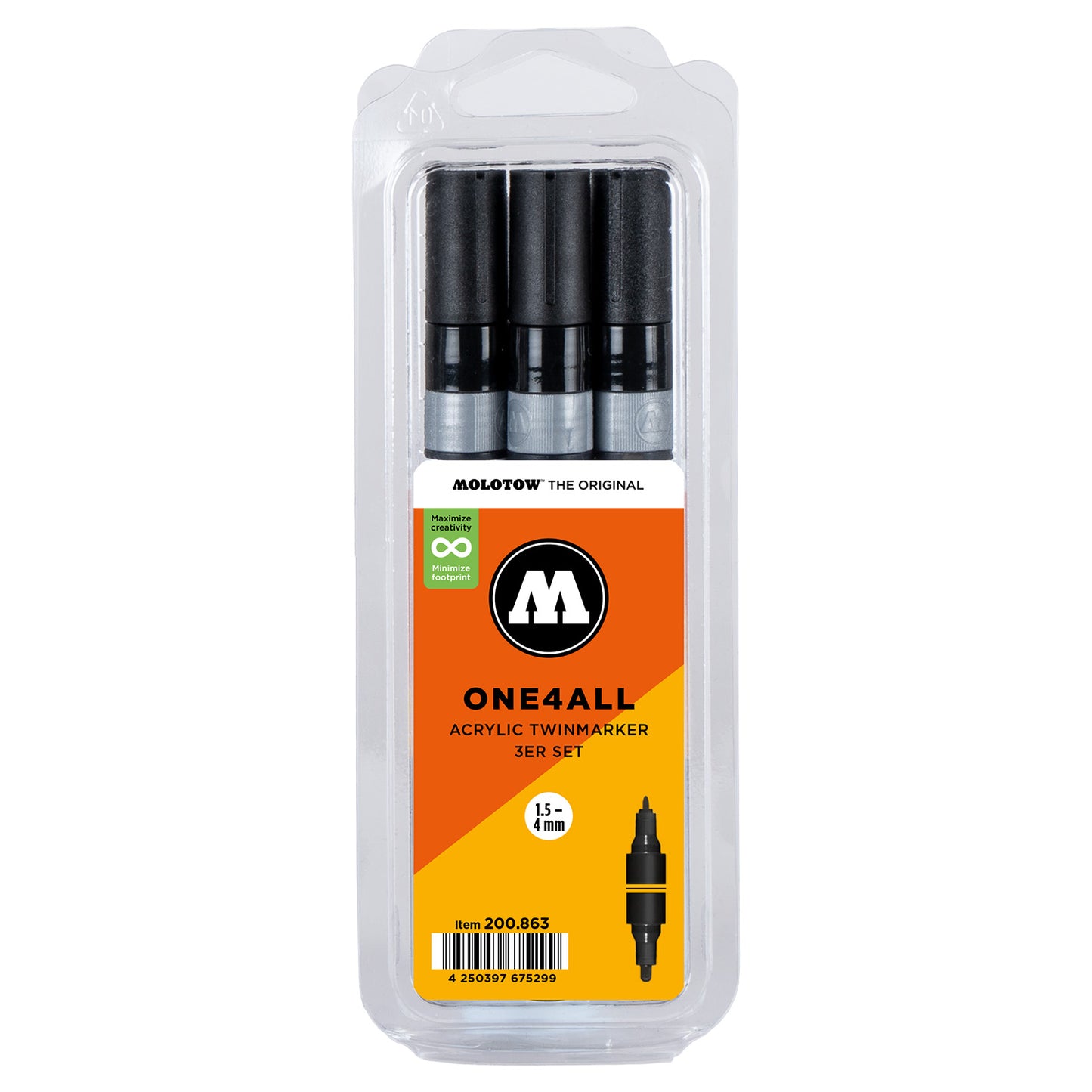 Molotow ONE4ALL 1,5 mm / 4 mm acryl dubbele marker