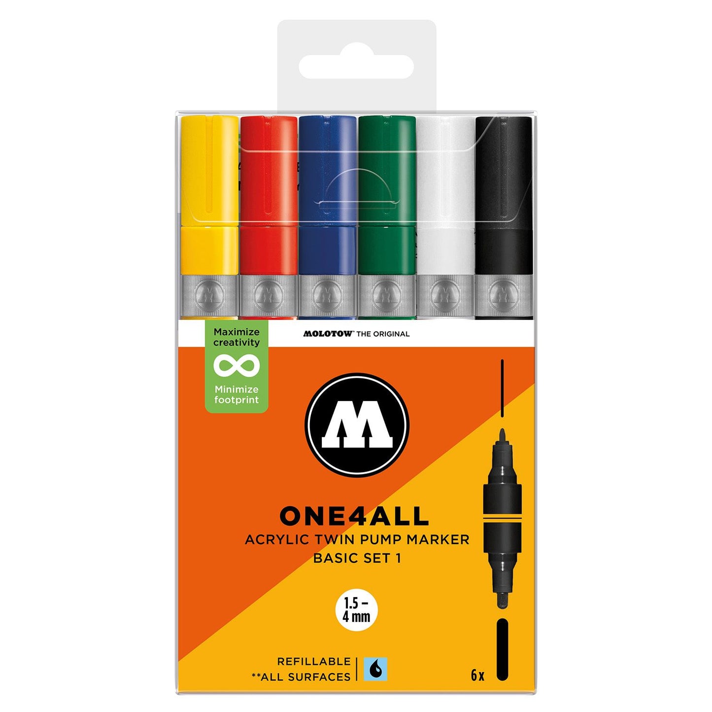 Molotow ONE4ALL 1.5mm/4mm Acrylic Twin Marker