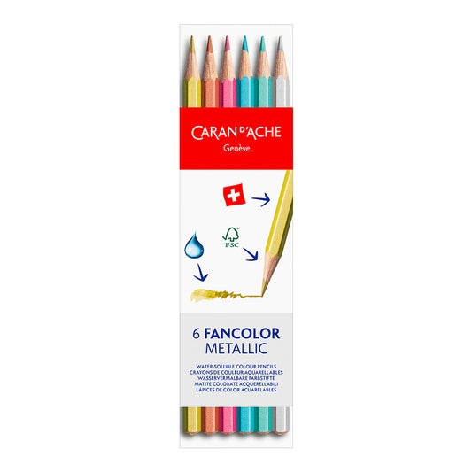 Caran d'Ache FANCOLOR Metallic Pencil, 6CT