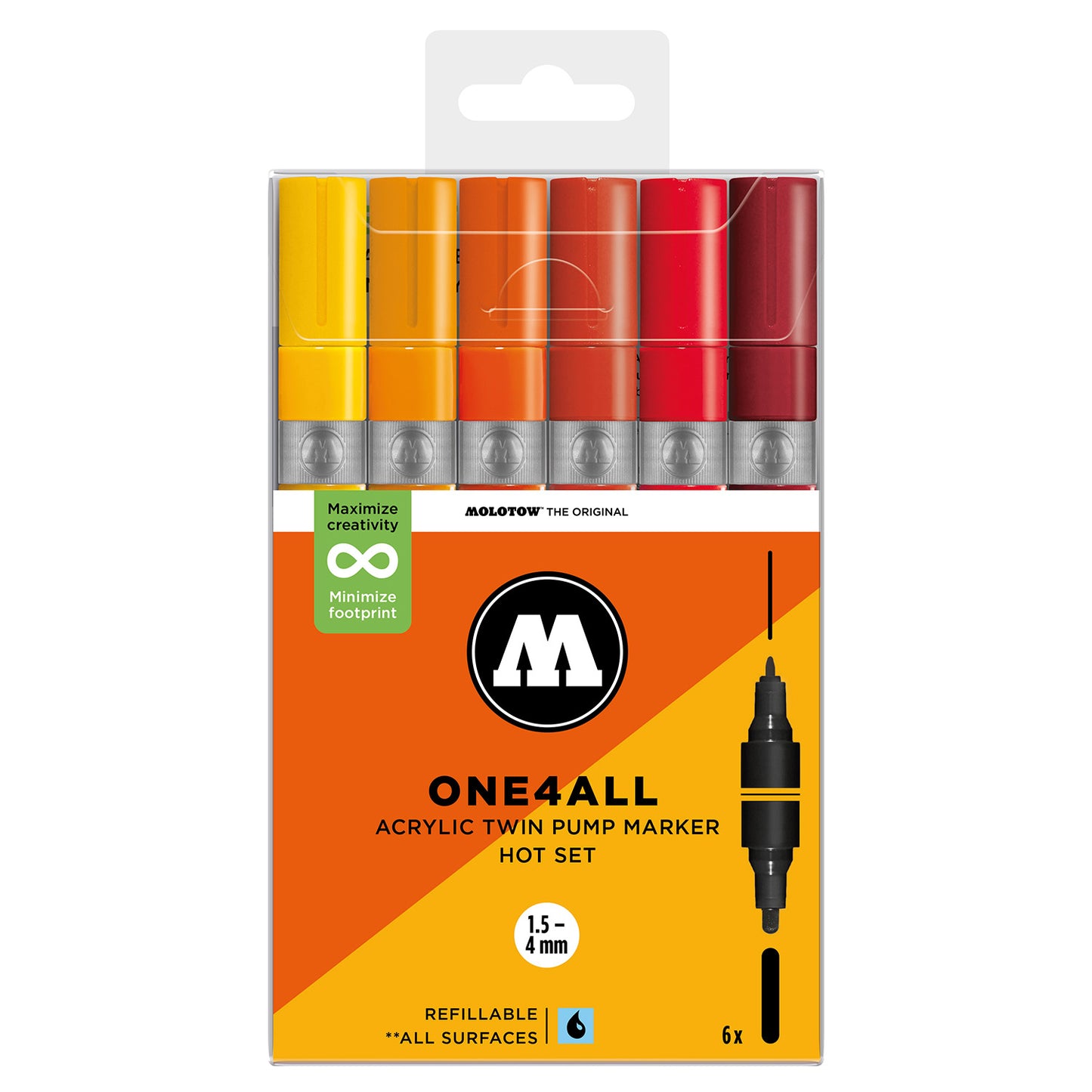 Molotow ONE4ALL 1,5 mm / 4 mm acryl dubbele marker