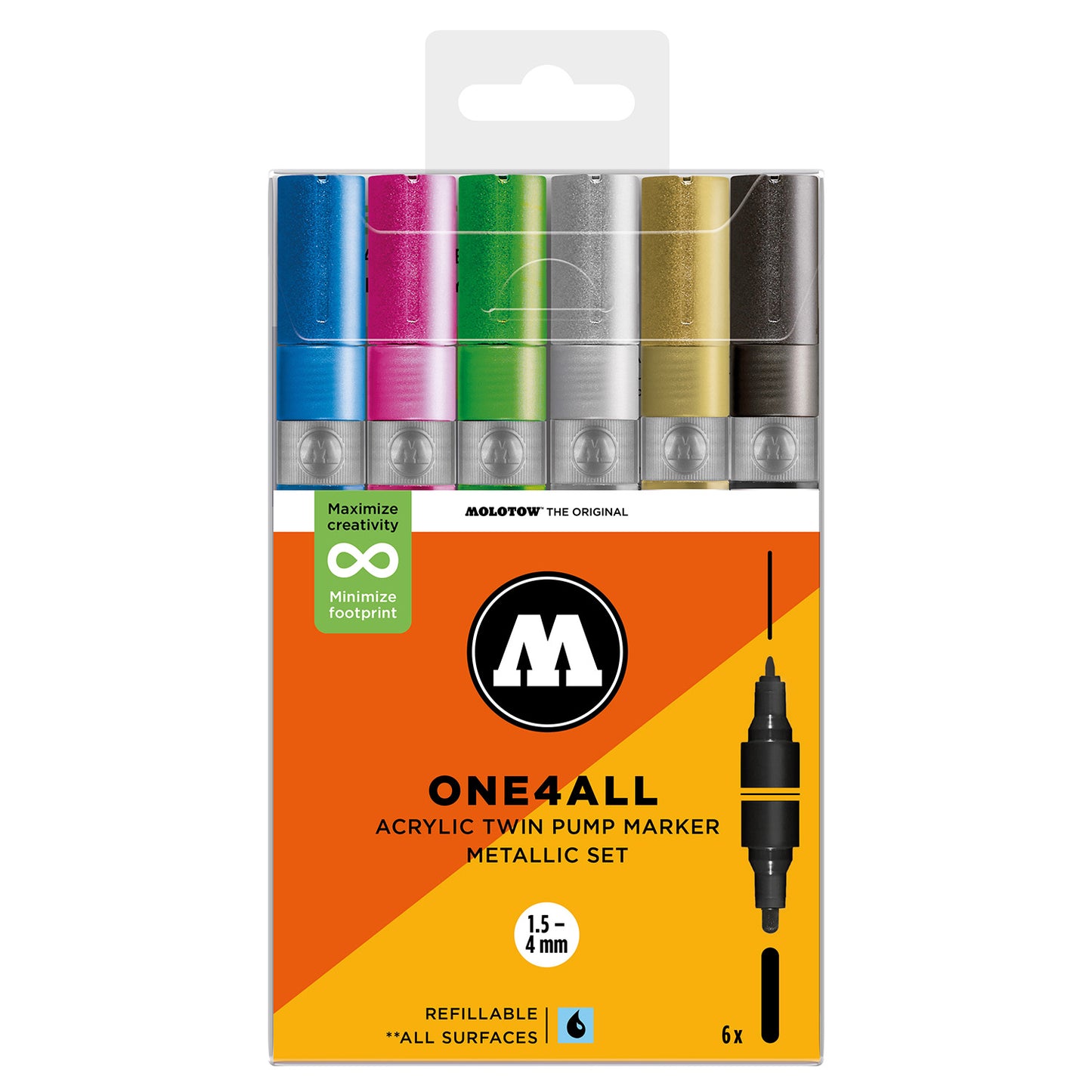 Molotow ONE4ALL 1,5 mm / 4 mm acryl dubbele marker