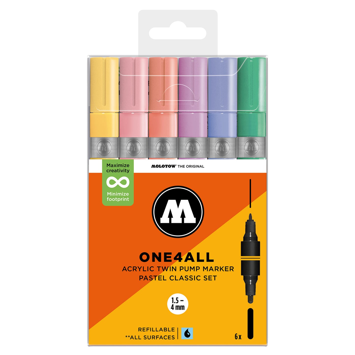 Molotow ONE4ALL 1,5 mm / 4 mm acryl dubbele marker