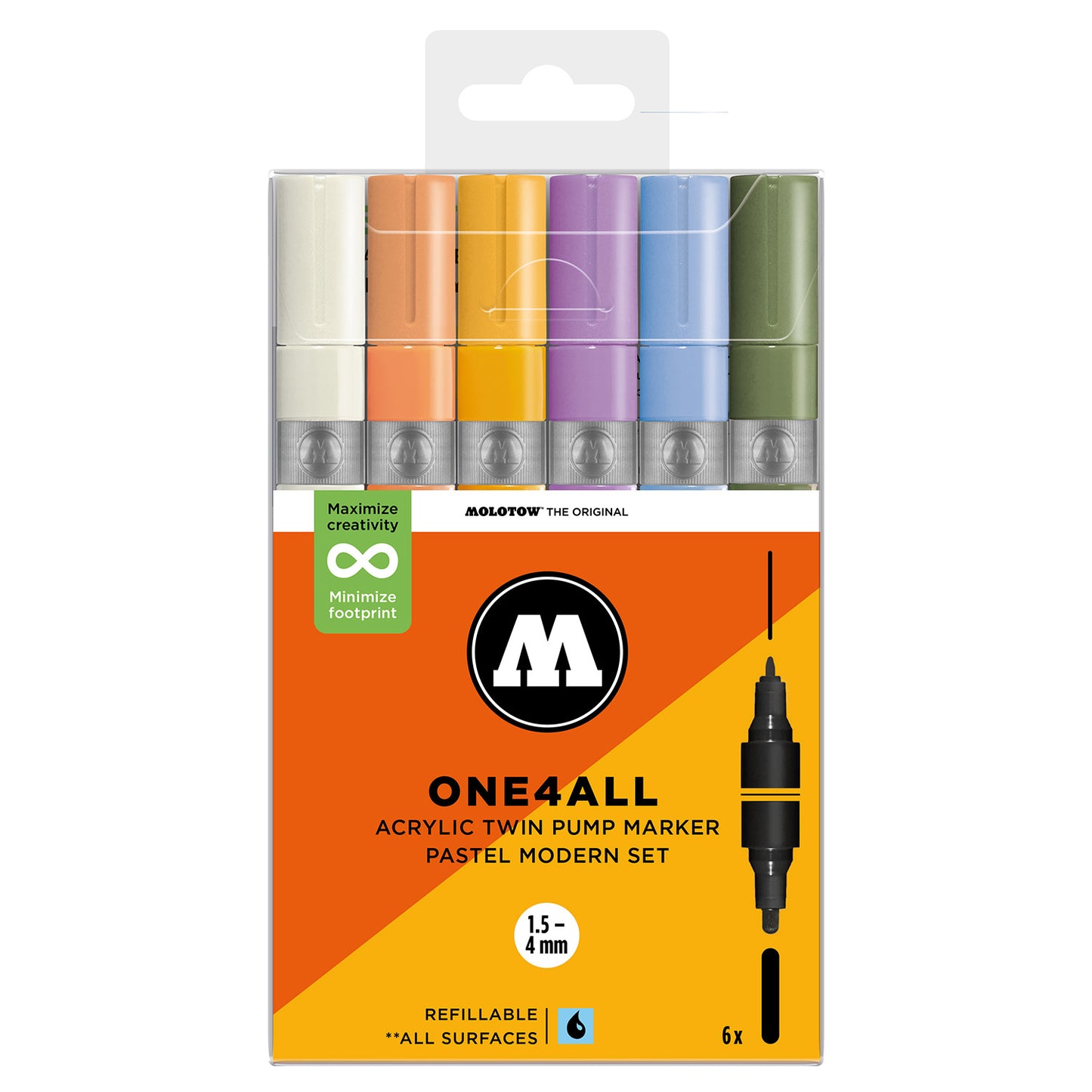 Molotow ONE4ALL 1,5 mm / 4 mm acryl dubbele marker